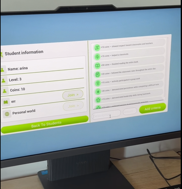 Thinklandia reward criteria screen